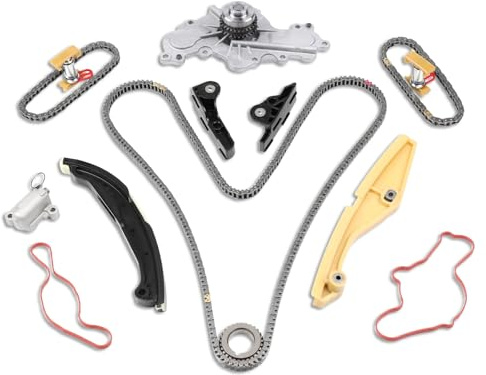 Autoexact Timing Chain Kit w/Water Pump Tensioner Guide Fits for Ford Edge Explorer F-150 Flex Mustang Police Taurus Transit Lincoln MKS MKX MKZ 2011-2017 3.5 3.7 L DOHC V6 Engine Replace # AT4Z6268A