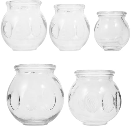 SWETRACE Kit de 5 Ventouses en Verre Épaisses pour Massage Traditionnel, Pratique et Simple, Améliore la Circulation Sanguine, pour Thérapie par Ventouses à Domicile