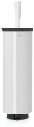 Brabantia Toilet Brush and Holder, Stainless-Steel, White, 2-Piece, 483325,Standard
