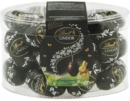 Lindt LINDOR Eier 60% Kakao | 450g | Extra dunkle Schokolade mit zartschmelzender Füllung | Edelbitter Osterschokolade | Schokoladengeschenk | Ostereier | Feine Schokoeier zu Ostern