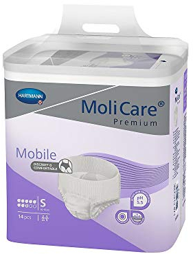 MoliCare Premium Mobile Einweg Pull Up Pants - Diskrete Anwendung für Damen und Herren mit Inkontinenz - 8 Tropfen - Größe S - 56 Stück - Weiß