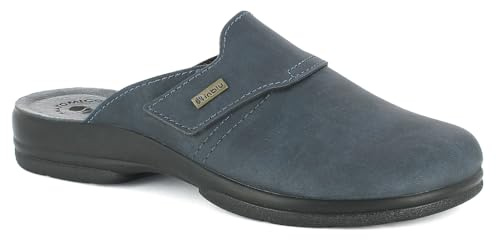 Pantofole Uomo a Strappo, Ciabatte con Sottopiede in Tessuto Imbottito, Blu, 43