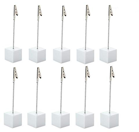 10pcs Table Number Holder Name Place Card Holder Memo Clip Holder Stand Note Holder Pictures Card Paper Menu Clip (Pure White)