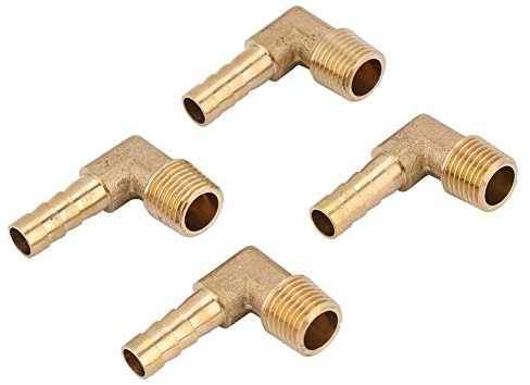 4 pezzi Raccordo Gomito Maschio 1/4 (8mm) per Tubo Giardino - Connettori in Metallo per Tubi, Giunti a Coda di Ricambio, Adattatori Universali per Irrigazione e Applicazioni Multiple
