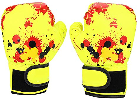 Guantoni da Boxe per Bambini dai 2 ai 11 anni, Guantoni da Combattimento Muay Thai, Guanti Kickboxing Allenamento(Giallo)
