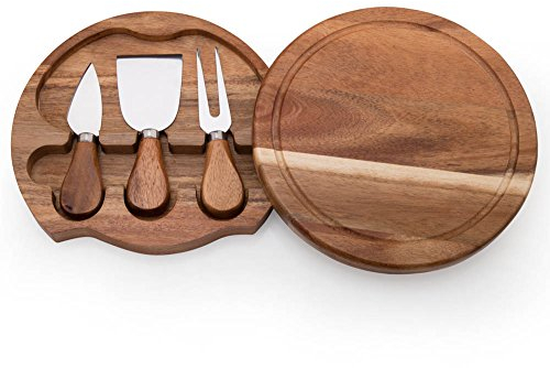 SAMFUNG Set di 3 strumenti per formaggi, in legno di acacia e formaggio, diametro 19,1 cm, scelta perfetta per regali