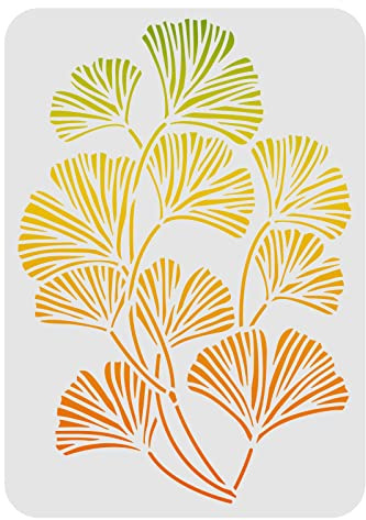 FINGERINSPIRE Pochoir Ginkgo 29.7x21cm Feuilles Gingko en Plastique Pochoir Motif Réutilisable pour Peinture sur Mur
