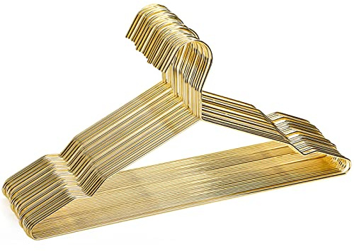 Tosnail Confezione da 30 grucce in metallo a filo resistente in acciaio inossidabile, 42,9 cm, per riporre gli abiti, organizer salvaspazio – oro