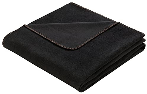 Villeroy & Boch® Wohndecke One Graphite I Flauschige Kuscheldecke aus Baumwollmischgewebe I dunkelgraue Sofa-Decke in 150x200 cm I nachhaltig produziert in Deutschland I einfarbige Tagesdecke