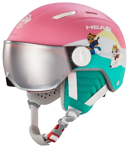 HEAD Maja Visor PAW Ski- und Snowboardhelm mit Visor, Paw Patrol Design, Rosa/Türkis