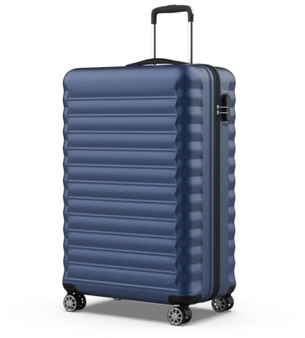 NUMADA - Maleta de Viaje Grande 25Kg Upfly 28' ABS (75x49x29cm) con Cierre de Combinación y 4 Ruedas Dobles 360 | Resistente | Ligera | Interior Compartimentado | Azul Marino