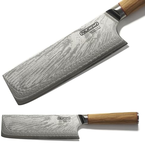 CLASSE ITALY Coltello Nakiri cm 18 in Acciaio Giapponese AUS 10 a 67 strati, Affilato a mano, Manico in Olivo, Panno pulizia incluso