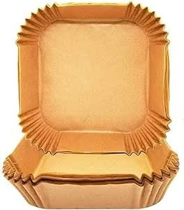 Set 100 Pezzi Carta Forno Quadrata per Friggitrice ad Aria - Teglia in Carta per friggitrice ad aria - Carta da forno riutilizzabile - Teglie per friggitrice ad aria Antiaderente e Antigrasso -16 cm