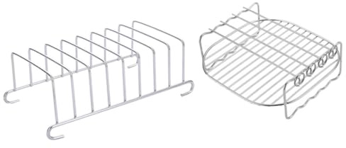 PartyKindom 1uppsättning Stainless Steel Toast Rack För Air Fryer Högtemperaturbeständig Grill Rack Med Skewers Lämplig För Bakning Och Grillning Silver