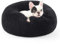 BEDSURE Hundebett waschbar Flauschiges Hundebett - Ø 60 cm Donut Hundebett für große Hunde, plüsch Hundebett rund Kuschelbett, schwarz
