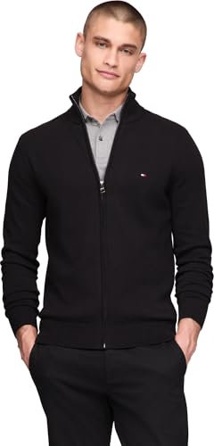 Tommy Hilfiger Herren Leichter Durchgehendem Reißverschluss Pullover, Schwarz, XX-Large