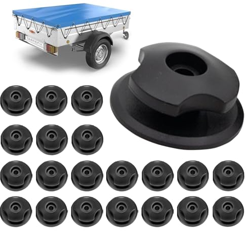 Wondora 30 Stück Planenhaken Planenknöpfe, Planenknöpfe mit Schraubenplanenbefestigung, Stabile Schwarze Rundknöpfe, zur Befestigung von Fahrzeug-Anhängernetzen, Anhänger Plane