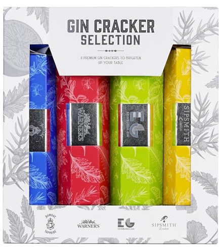 Premium Gin Cracker Selection, including 4x5cl from Blue Tree Gifts. Includes Bombay Sapphire, Sipsmith, Edinburgh Gin and Warner's Gin