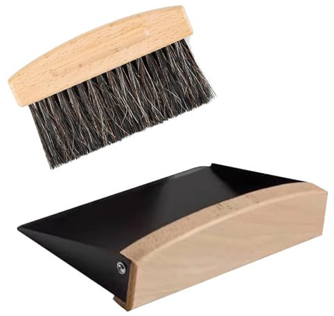 Balai de Table, Balai de Table et Pelle à Poussière, Balai à Main avec Pelle, Mini Balai de Table, Petite Brosse de Table pour Nettoyer Les Tables, la Poussière et la Saleté, Noir
