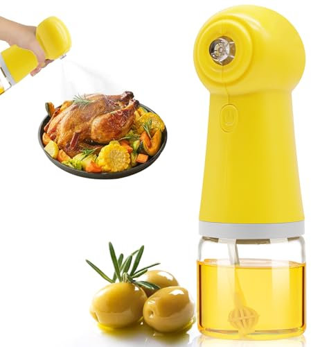 HMJIA Nebulizzatore Olio Elettrico 150ml Spruzzino Olio per Friggitrice Aria Salsa Aceto Oliera Spray Dispenser Spruzzatore Automatico di Olio Per Cucinare Insalata Barbecue (Giallo)
