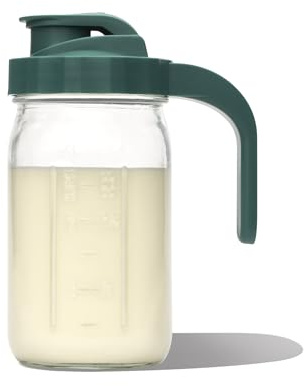 Willow - Glass Breastmilk Pitcher - Dishwasher Safe - 32oz Capacity - Wide Mouth Jar for Easy Transfer & Cleaning - Easy Pour Spout into Bottles or Breast Milk Storage Bags - Breastfeeding Essentials