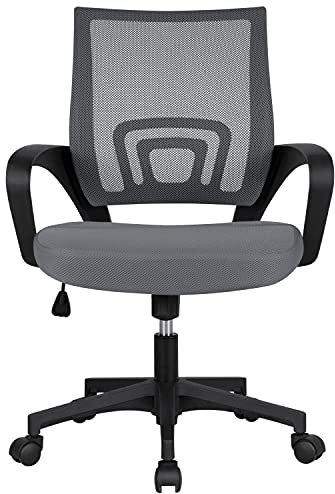 Soberine Sedia da Ufficio Scrivania con Rotelle Girevoli e Braccioli Ergonomica Lombare e con Altezza Regolabile Imbottita e Rete Traspirante Portata 136 kg Grigio Scuro