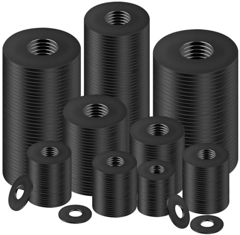 Hexizexi 150 Pcs Black Washers M6x12mm Black Stainless Steel Washers for Screws Nuts Bolts