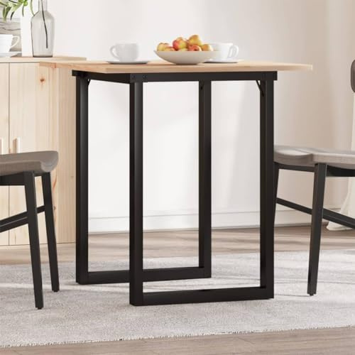 Qnhdfrt Massivholz Kiefer Esstisch 70x70x75 cm Kleiner Tisch mit Stahl O-Gestell für Küche Balkon Esszimmer Robust und Natürlich