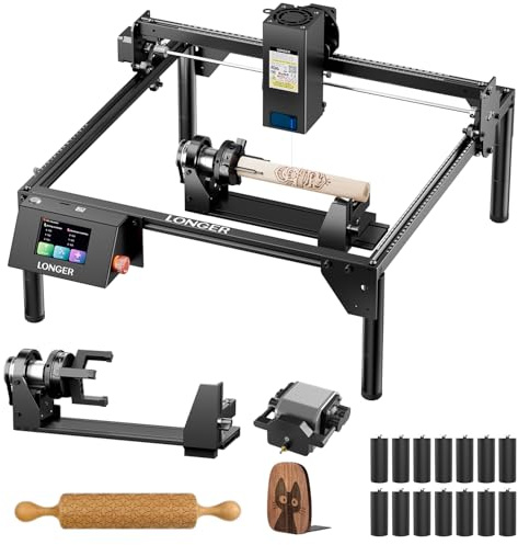 LONGER Lasergravyrmaskin, Ray5-stråle, 20 000 mW, gravyrmaskin med luftassistans kit, gör-det-själv-CNC-laserskärverktyg för metall, glas och trä, arbetsyta 15,7 x 39,9 cm