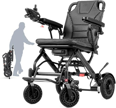 VERPAL 32lbs Lightweight Electric Wheelchair, Foldable Electric Wheelchair for Adults, Seniors, 360W Dual Motor Power Wheelchair 12.5 Miles for Travel, Park Hospital, 330 lbs Capacity-6Ah 16.5 Seat
