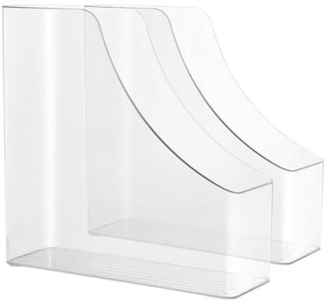 WRITWAA Organizador para Papeles de Escritorio Transparente de Plástico Diseño Vertical y Fácil Identificación para Oficinas y Bibliotecas, Paquete de 2 Unidades