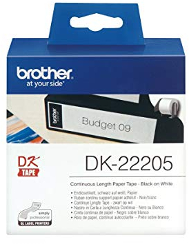 Brother DK-22205 | Rouleau de Papier Continu, Original | Noir sur Blanc | 62 mm x 30,48 m