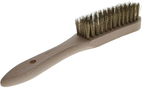 Flexovit 07660739497 Cepillos Manuales, Mango de Madera, Latón Ondulado, BRACW, HCB Forma, 290 mm L1 x 140 mm L2 x 25 mm L, 0.30 mm Alambre Diámetro, 5R Filas, Set de 12
