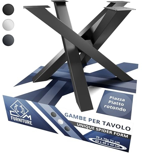 CM Furniture Gambe Tavolo Nero Altezza 43 cm Struttura del Tavolo in Ferro Tavolo Rotondo/Quadrato Orion Design SPIDER Ragno Piede Piedi Acciaio Inox Gamba Solida per Tavolino da Caffè del Salone