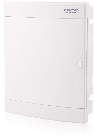 Intratec Sicherungskasten Unterputz IP40 – Verteilerkasten mit weißer Tür, 2-reihig, 24 Module, 357x283x106 mm, für Trockenräume