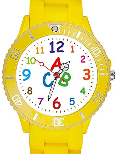 Taffstyle Kinder-Armbanduhr Analog Quarz mit Silikonarmband – Bunte Lernuhr mit Zahlen & ABC-Motiv – leichte Sportuhr für Kinder 34 mm – Mädchenuhr Jungenuhr für Schule & Freizeit