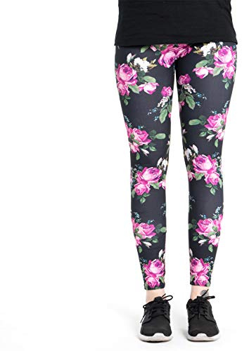 cosey - Bunte Bedruckte Blumen-Leggings (Einheitsgröße) - Design Pinke Rose