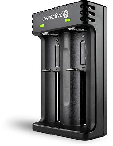 everActive Cargador para 2 baterías de Iones de Litio 18650 Profesional Rápido Micro USB Modelo LC-200, Negro