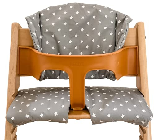 Highchair Cushion for Stokke Tripp Trapp High Chair. Easy to fit, Fully Wipe Clean highchair pad (Grey with White Stars)