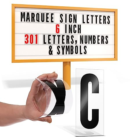Houseables Sign Letters, Marquee Letters, Marquee Sign, Markee, Plastic, Acrylic, Changeable, for Board, Letterboard, Billboard, Church, Outdoor, 6 Inch Character on 7 in Panel, 301 PC, with Numbers