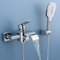 OTOmitra Badewannenarmatur mit Handbrause, Wasserfall Badewanne Armatur, Messing Mischbatterie Dusche mit 3 Funktionen, Einhand Wasserhahn Badewanne mit Druckschalter, Wannenarmatur für Badezimmer
