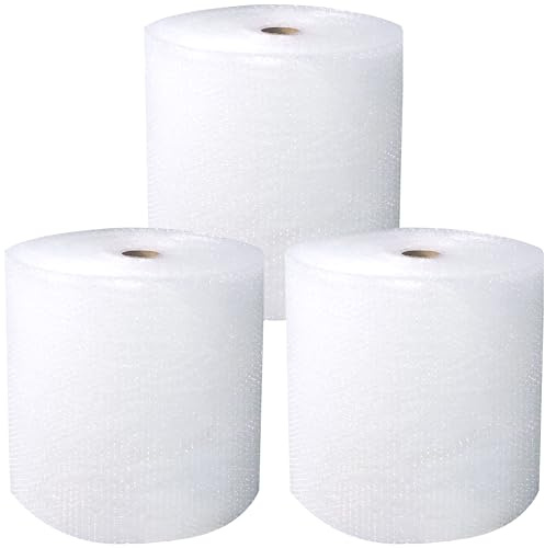 Globe Packaging 3 Rolls of 500mm x 100m Large Bubble Wrap Roll with Small Air Bubbles - Cushioning & Protection Packaging for Moving House, Ecommerce and Storage