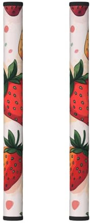 Set di 2 coperture per maniglie del frigorifero con stampa di fragole rosa, per elettrodomestici da cucina, proteggono il frigorifero dalle macchie di impronte digitali