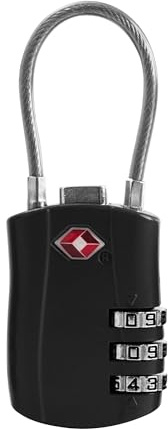 UP Security TSA Cadenas pour bagages, petit cadenas combiné avec câble, approuvé par la TSA, code, valise de voyage, casier de gym, étui à pistolet