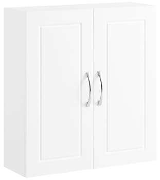 SoBuy Wall Cabinet Over the Toilet, Medicine Cabinet with Adjustable Shelves, Small Bathroom Storage Organizer, Narrow Kitchen Laundry Room Cabinets Wall Mounted, White FRG231-T-W