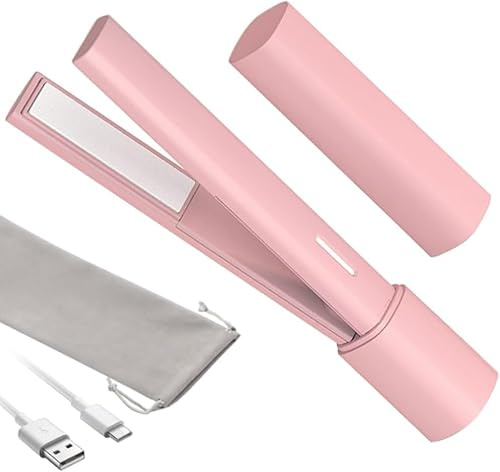 OBEST Mini plattång för kort hår, 2 i 1 plattång lockar och plattång, 180° konstant temperatur bärbar USB-hårplattare, reseplattång