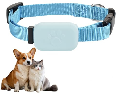 Rastreador GPS Gato Perro,Collar Ajustable,Sin Suscripción Mensual,Impermeable Bluetooth,Localización GPS,Larga Vida De La Batería, Rastreador para Animales,Compatible iOS Android (Azul)