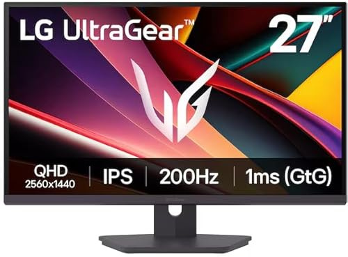 LG UltraGear 27G61ZA Monitor Gaming 27 Pollici, IPS QHD (2560x1440), 200Hz, 1ms (GtG), FreeSync Premium, HDR 400, HDMI 2.0, DP, Stand regolabile, Nero