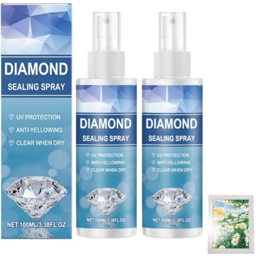 2PCS Diamond Art Sealer Spray,Diamond Painting Sealing Spray,High Gloss,D-iamond Art Glue S-pray,Fix & Shine,Durable Strong Seal,Transparent Traceless Craft Glue,Crystal A-rt Accessories & DIY,100ml