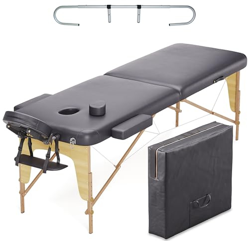 Beltom® Mobile Massagetisch Massageliege Massagebank 2 zonen klappbar + Rollenhalter +TA. - Schwarz